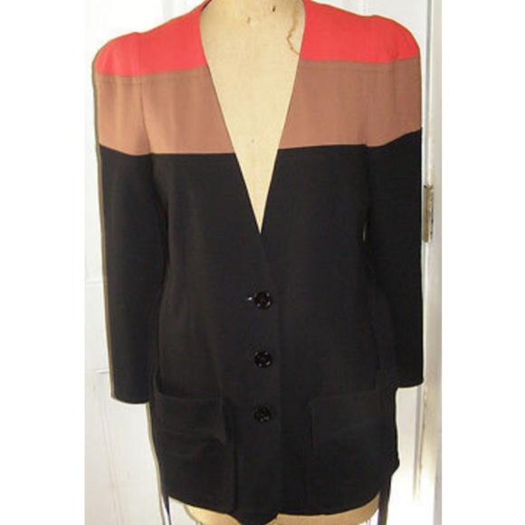 New Chic Sonia Rykiel colorblock belted blazer 10 - Picture 2 of 7